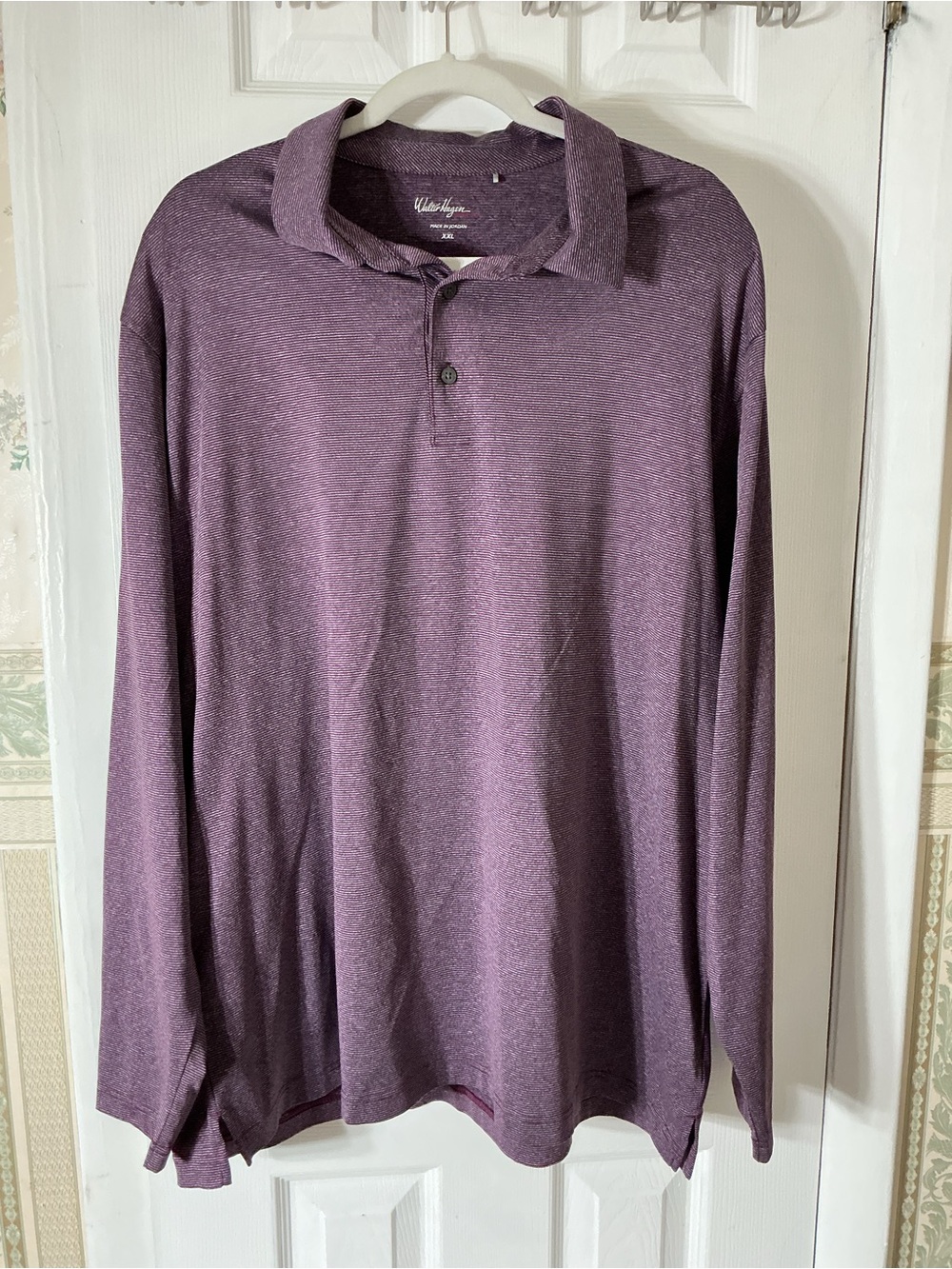Walter Hagen Heather Purple Long Sleeve Polo